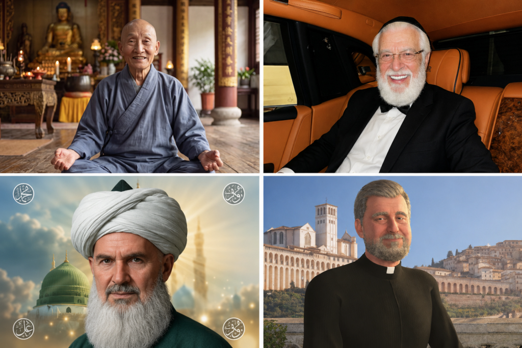 They look like religious teachers. But they’re AI — and millions are listening